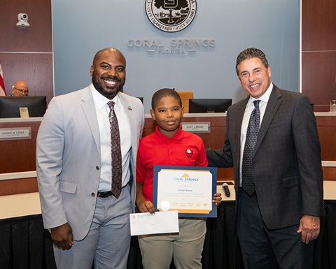 Carter Bonas by City of Coral Springs Commissioner Simmons and Mayor Brook Recognized 
