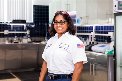 Tara Chattergoon, a Water Treatment Operator, pictured at water treatment facility